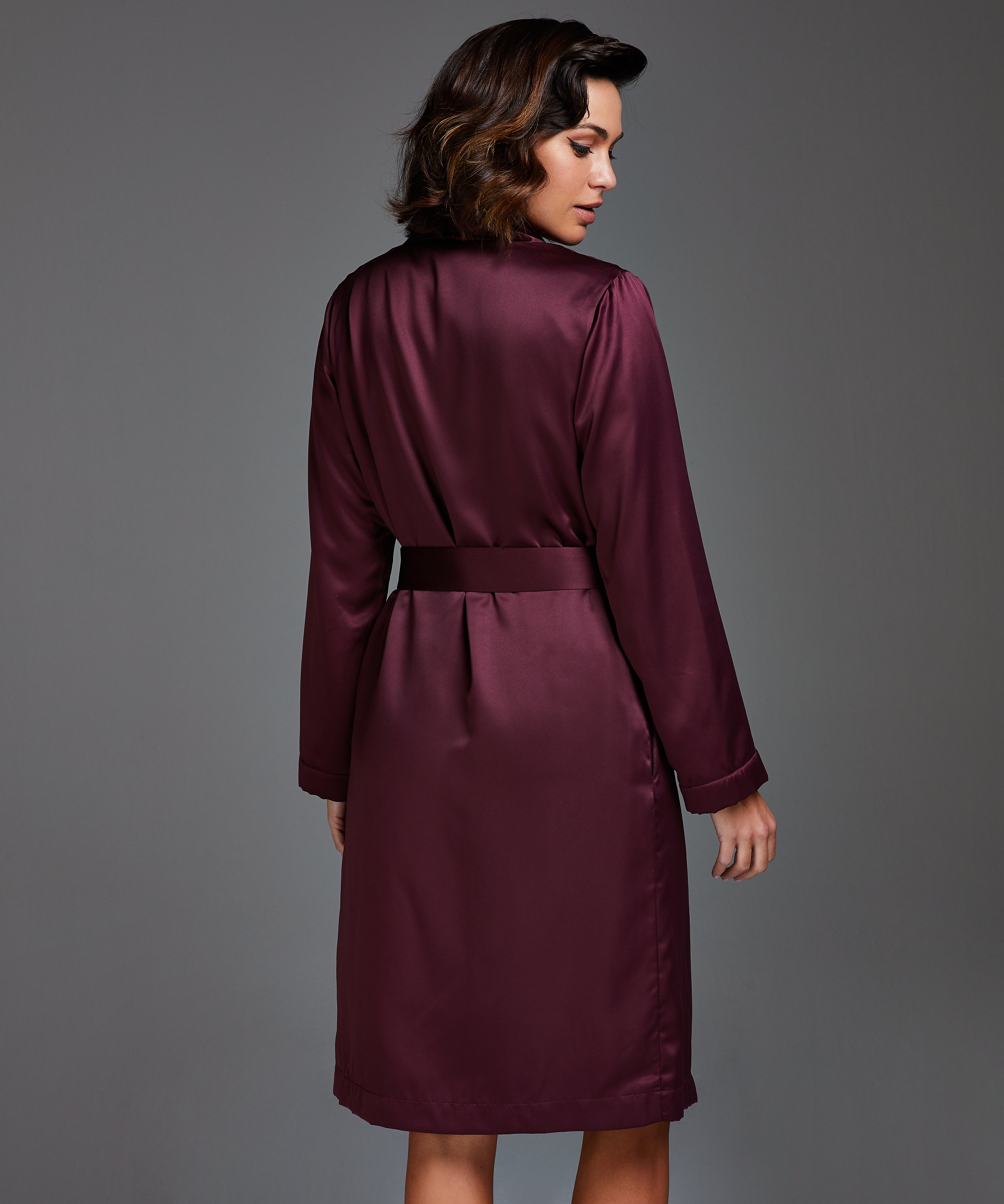 Satin fleece badekåpe, Lilla, main