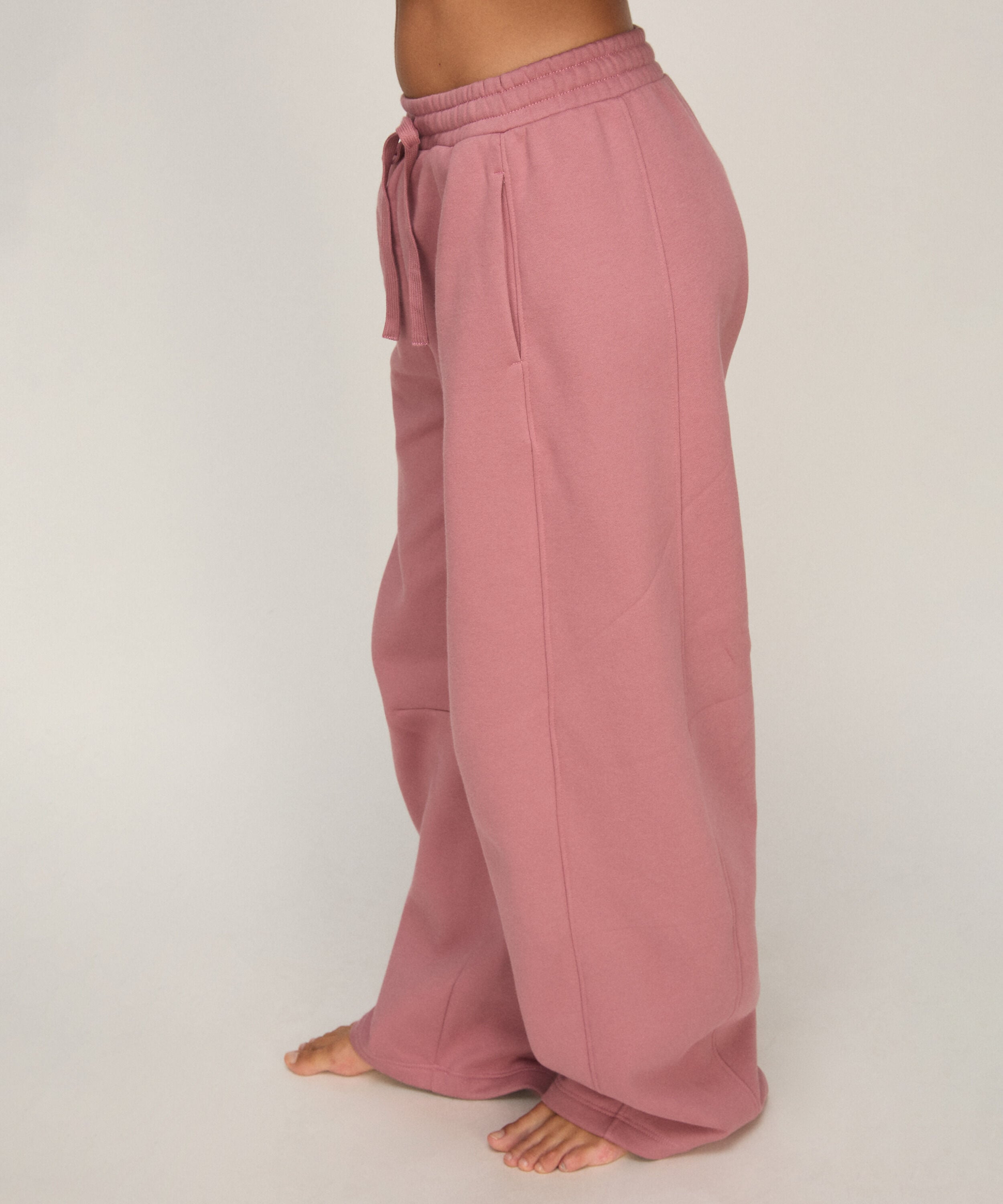 Barrelbukse i Børstet Sweatstoff, Rosa Barrelbukse i Børstet Sweatstoff, Rosa