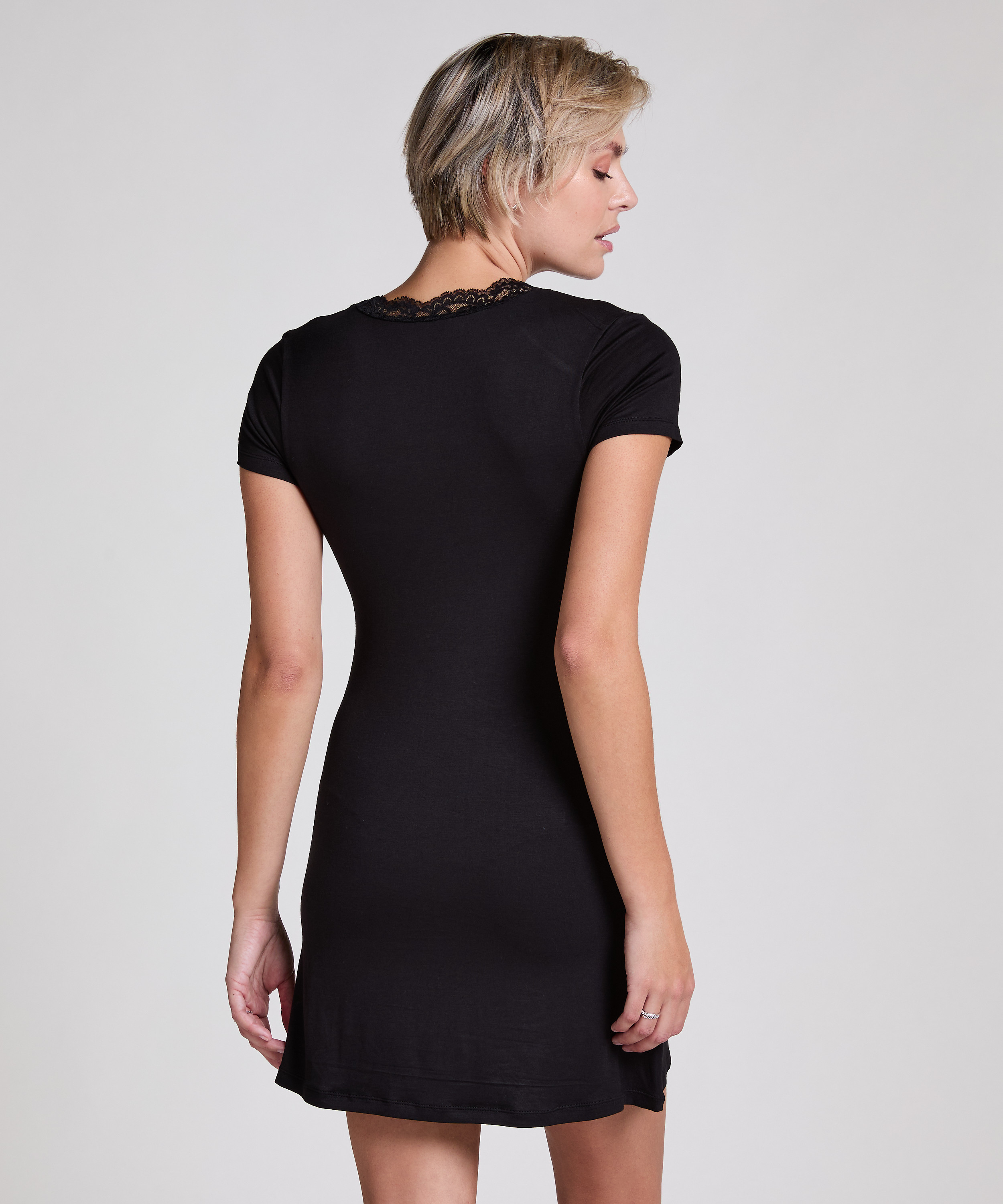 Nattskjorte Jersey, Svart, main