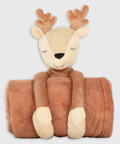 Blanket with stuffed animal, Beige