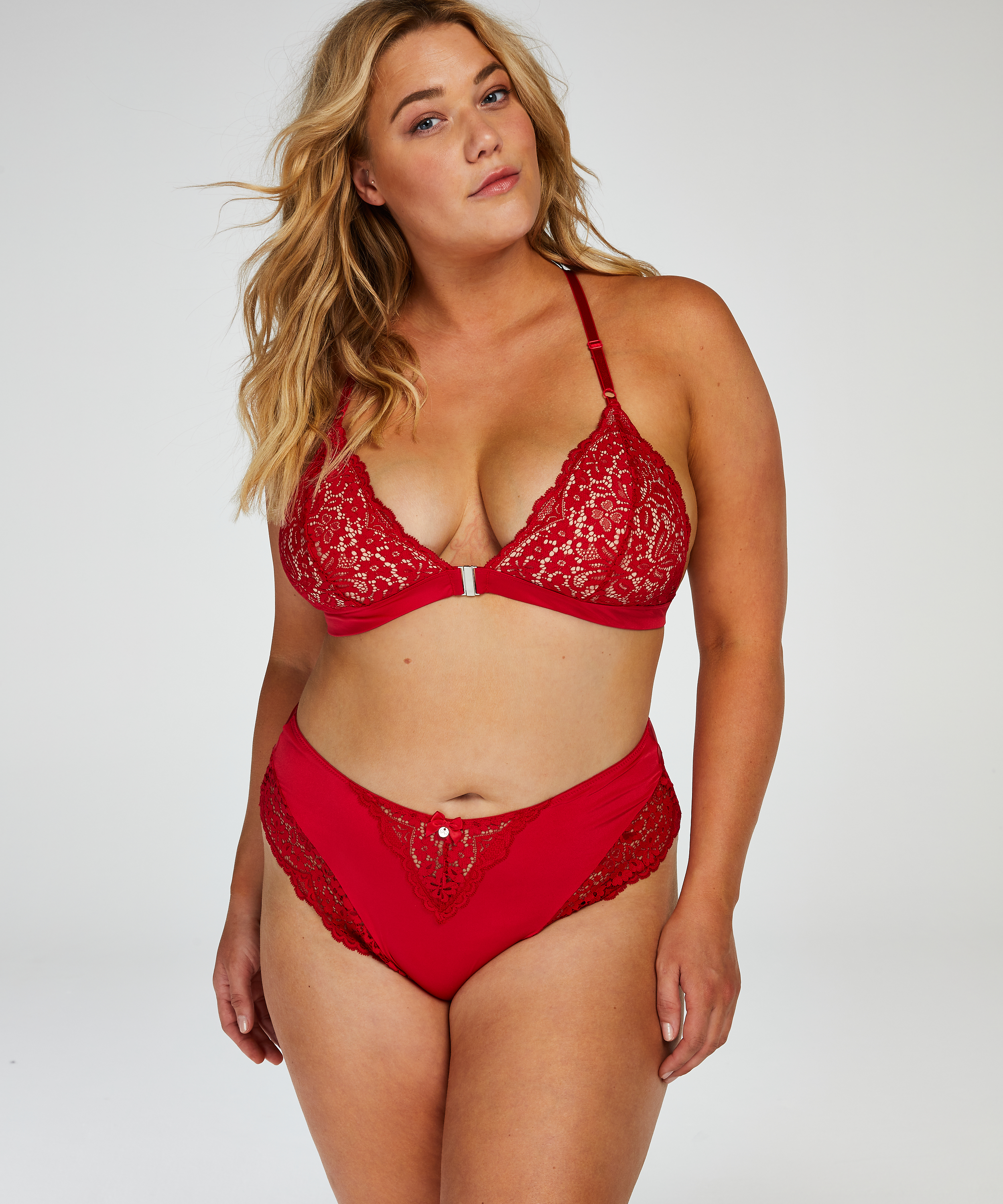 Rose polstret triangle-bralette, R&oslash;d, main