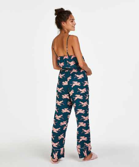 Capri Woven pyjamasbukser, Bl&aring;
