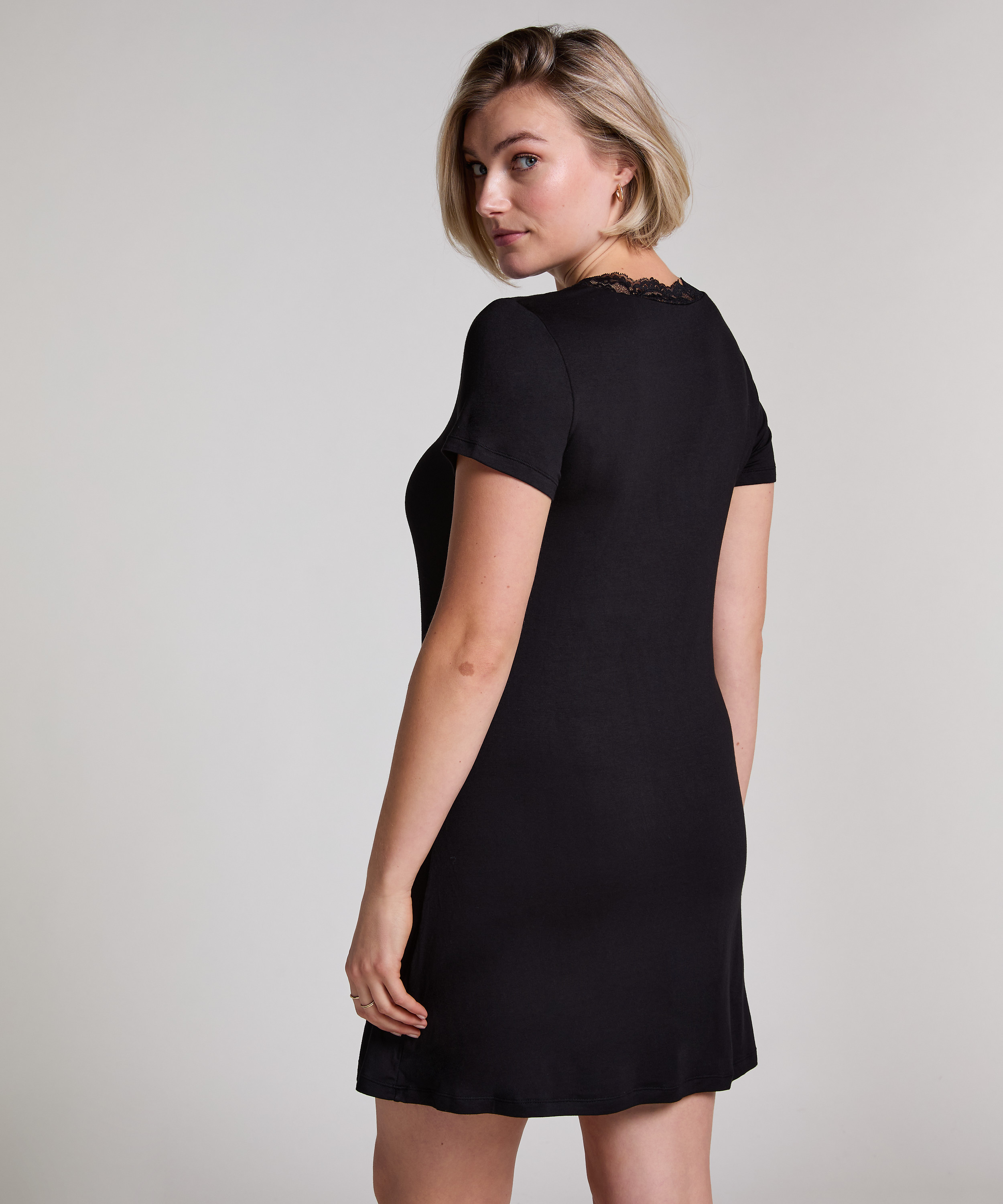 Nattskjorte Jersey, Svart, main