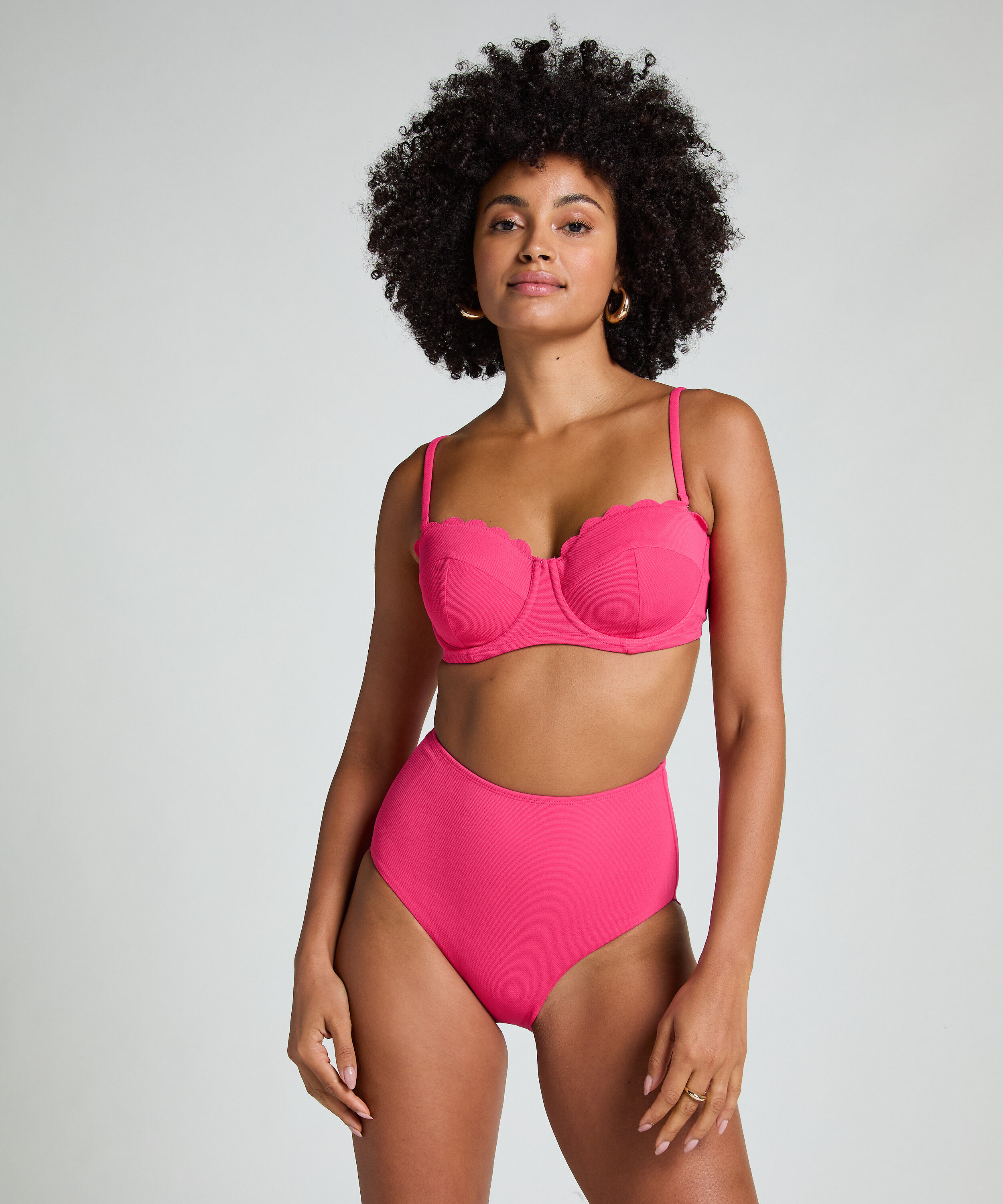 Rio Bikini Bottom med kamskjell og høy midje, Rosa