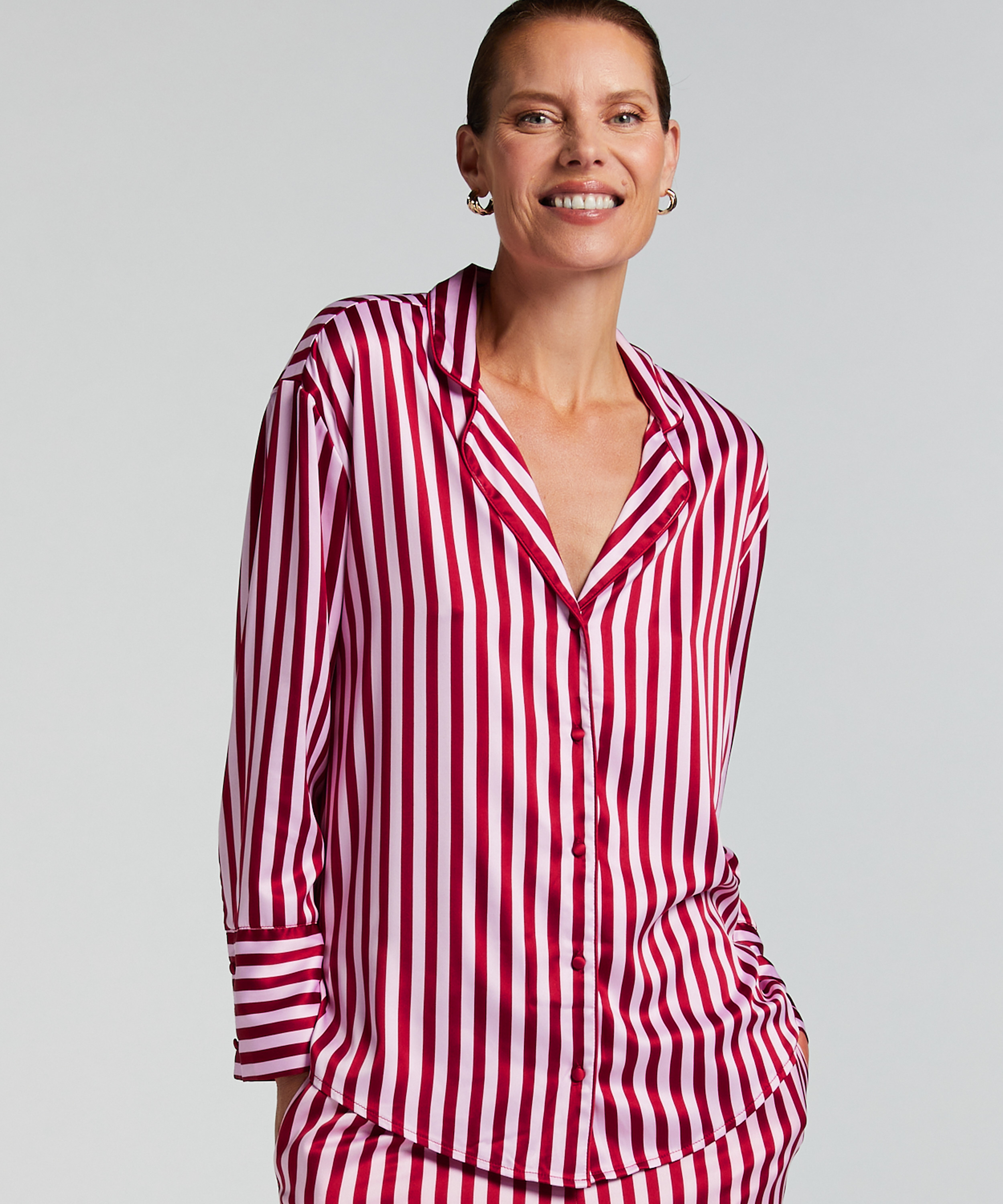 Langermet jakke i sateng, Rosa, main