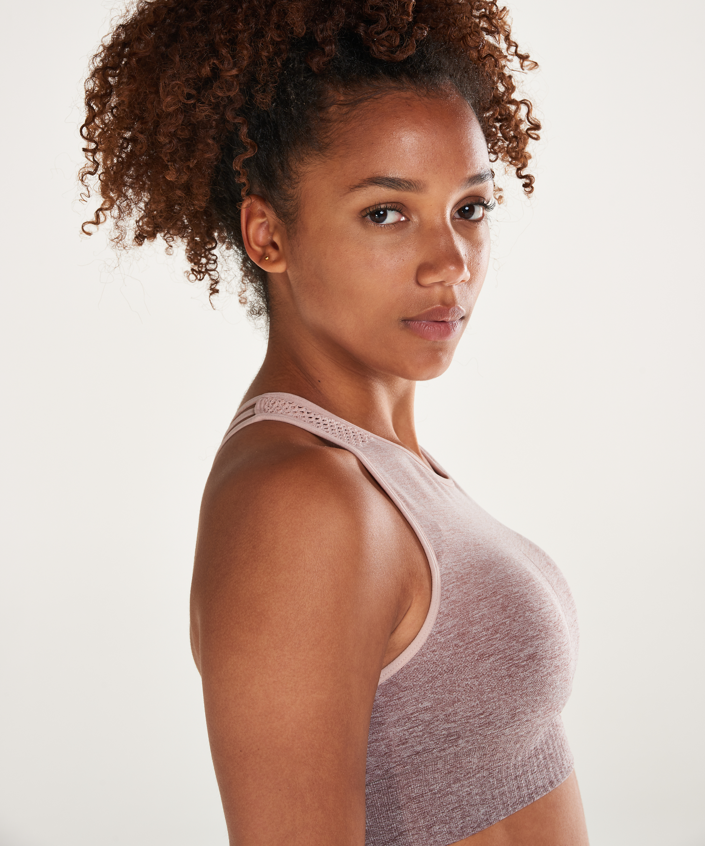 HKMX sports-BH med h&oslash;y hals niv&aring; 2 i gr&aring;toner, Rosa, main