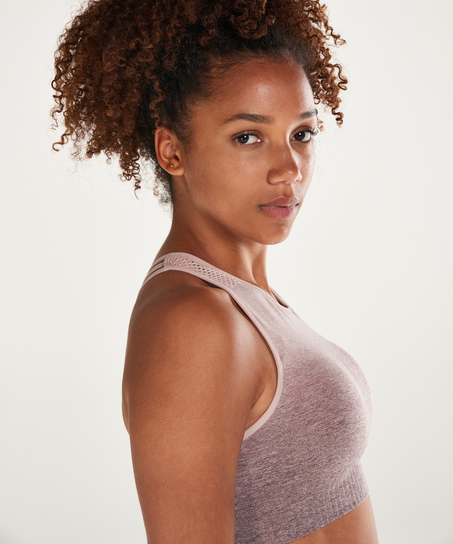 HKMX sports-BH med h&oslash;y hals niv&aring; 2 i gr&aring;toner, Rosa