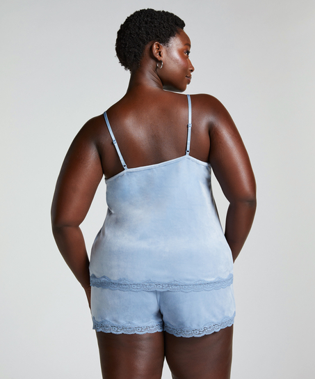 Cami-topp Velours Lace, Bl&aring;