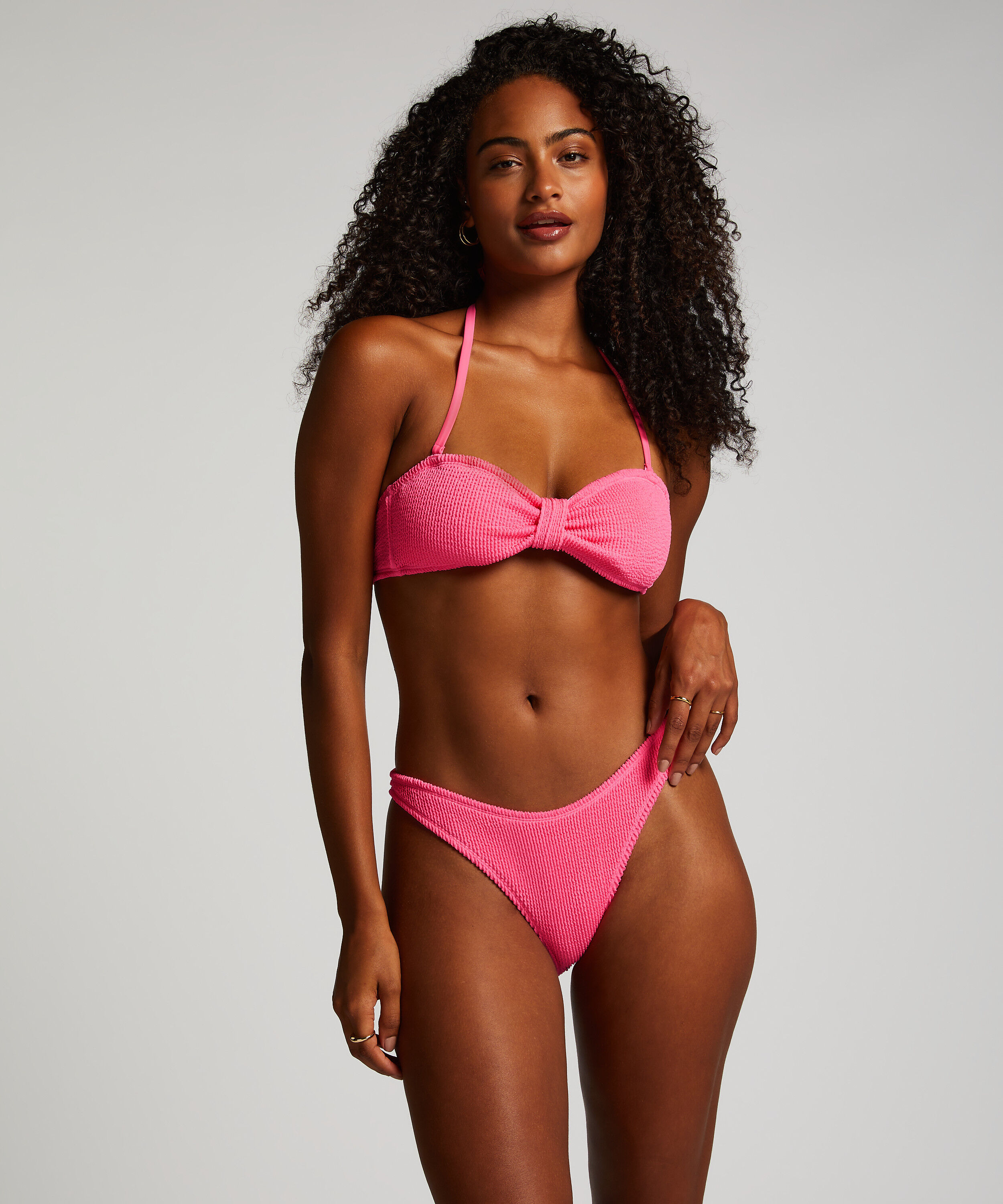 Høykuttet Bikini Underdel Crinkle, Rosa