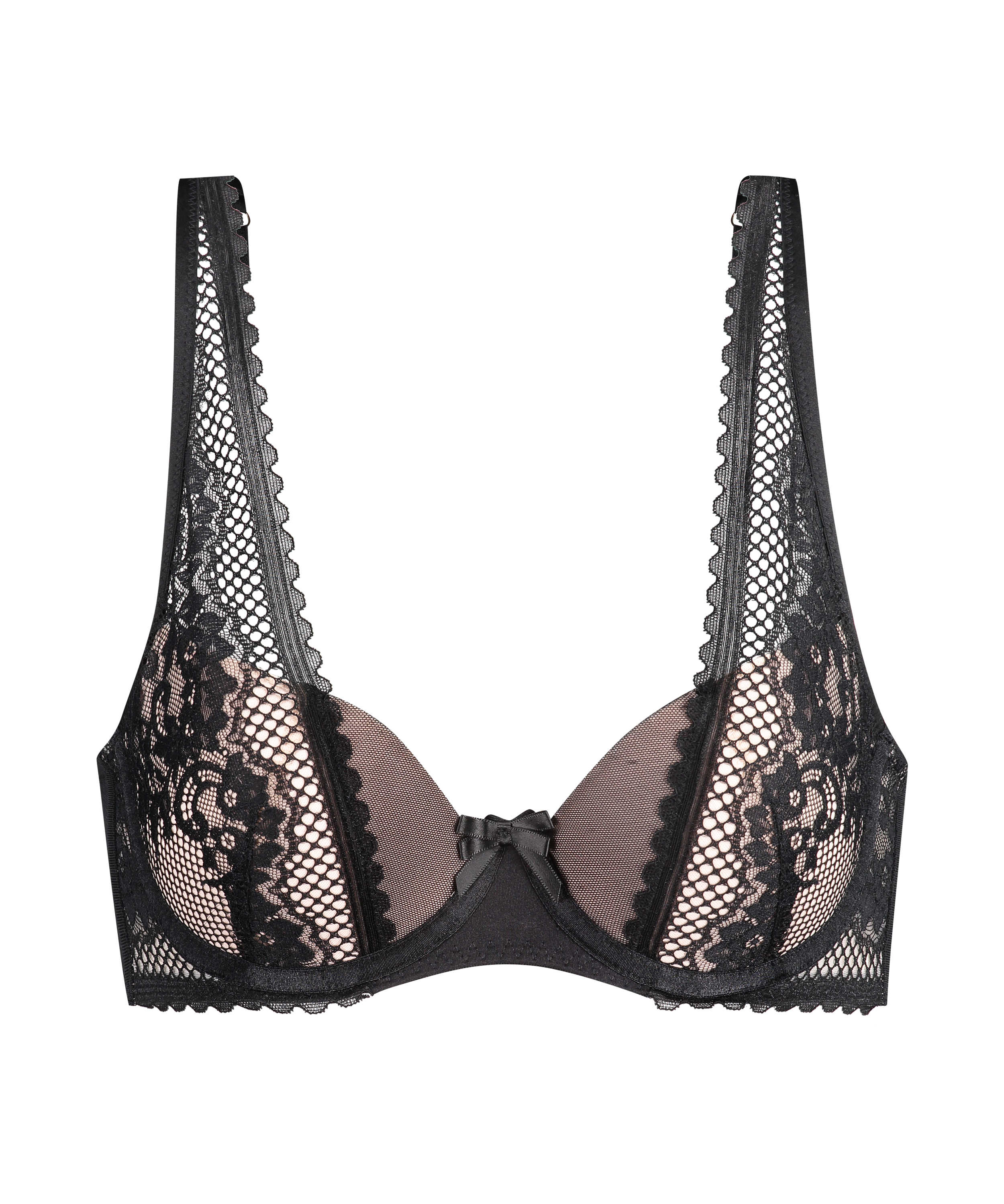 Malika polstret spile-BH med halve skåler, Svart, main