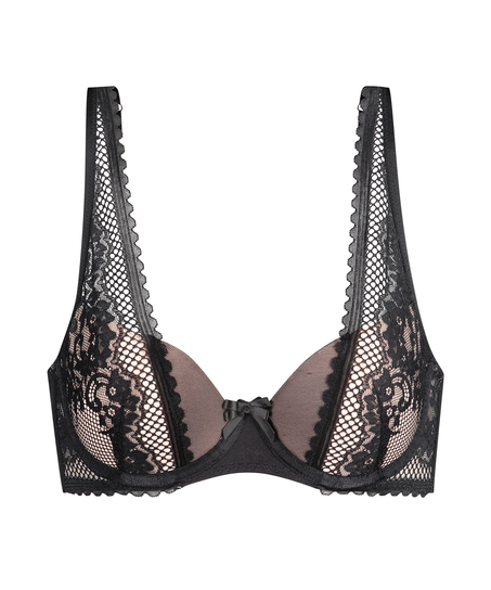 Malika polstret spile-BH med halve skåler, Svart