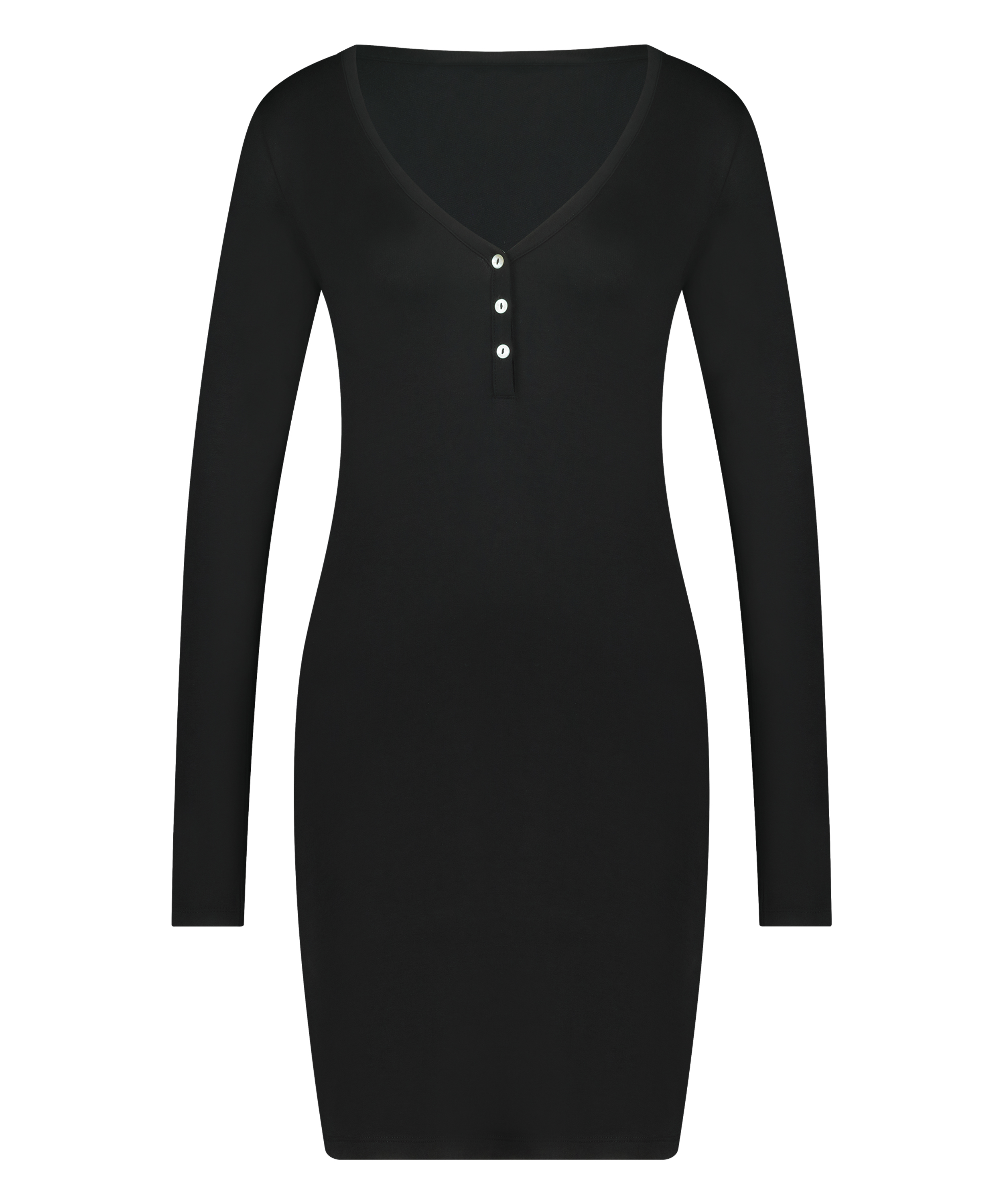 Nattskjorte Henley, Svart, main