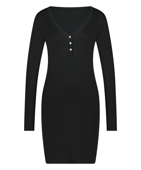 Nattskjorte Henley, Svart