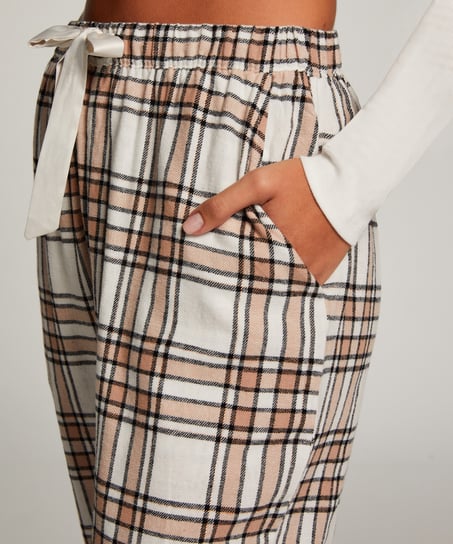 Flannel pysjamasbukse, Beige
