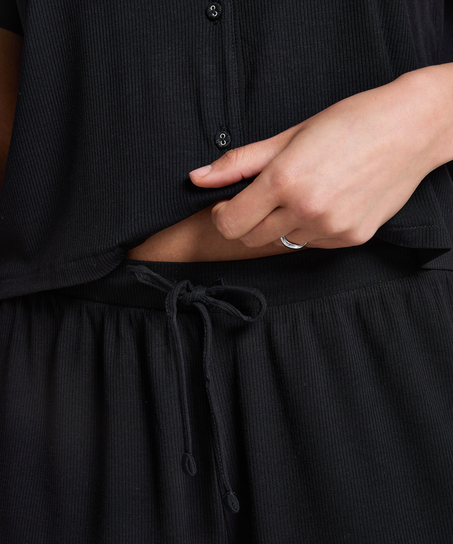 Shorts i ribbestrikket jersey – Basisplagg, Svart