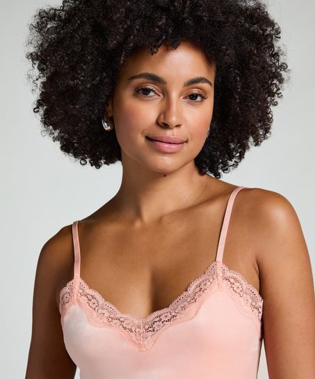 Cami-topp Velours Lace, Rosa