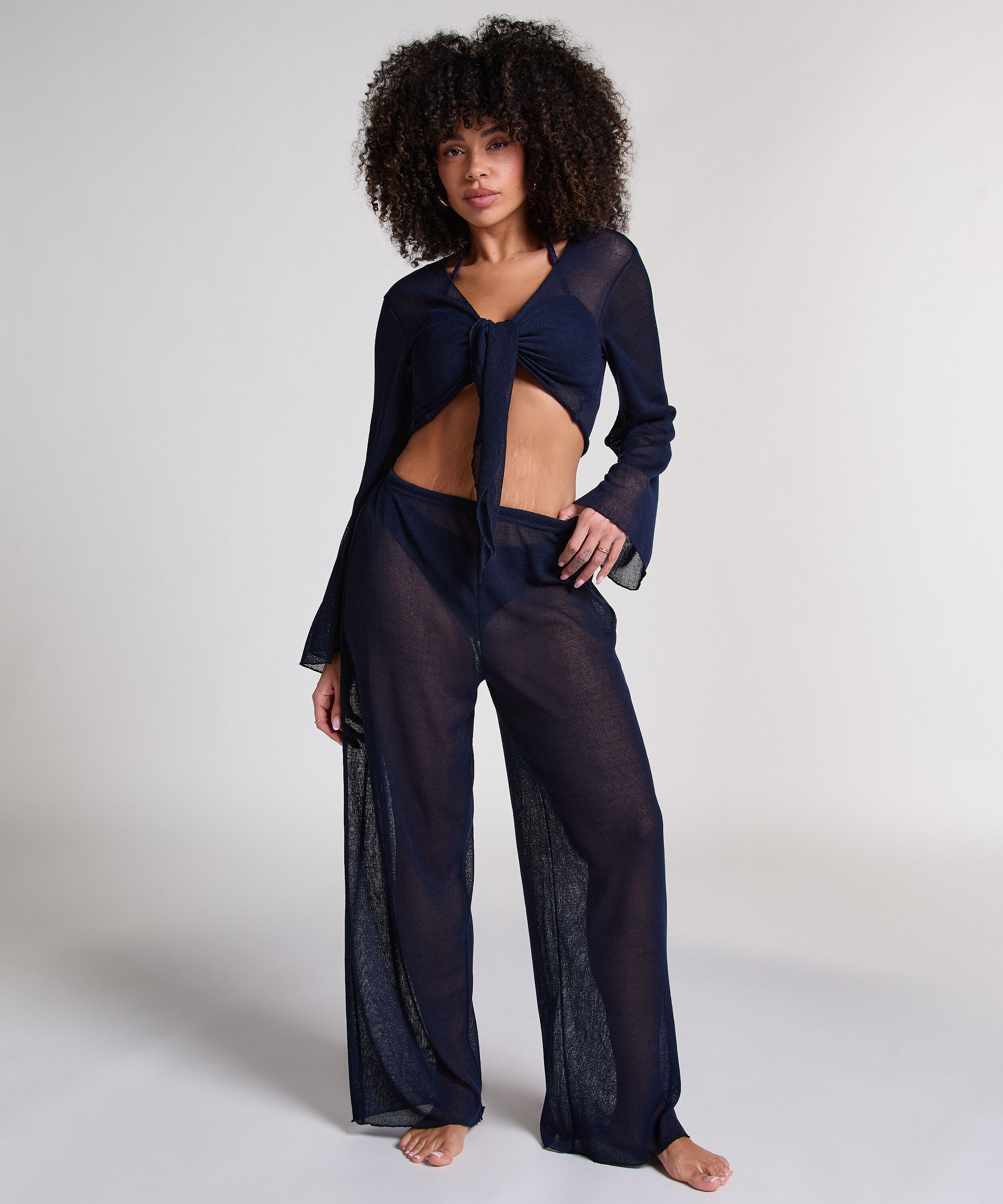 Bukser i strandstrikk, Bl&aring;