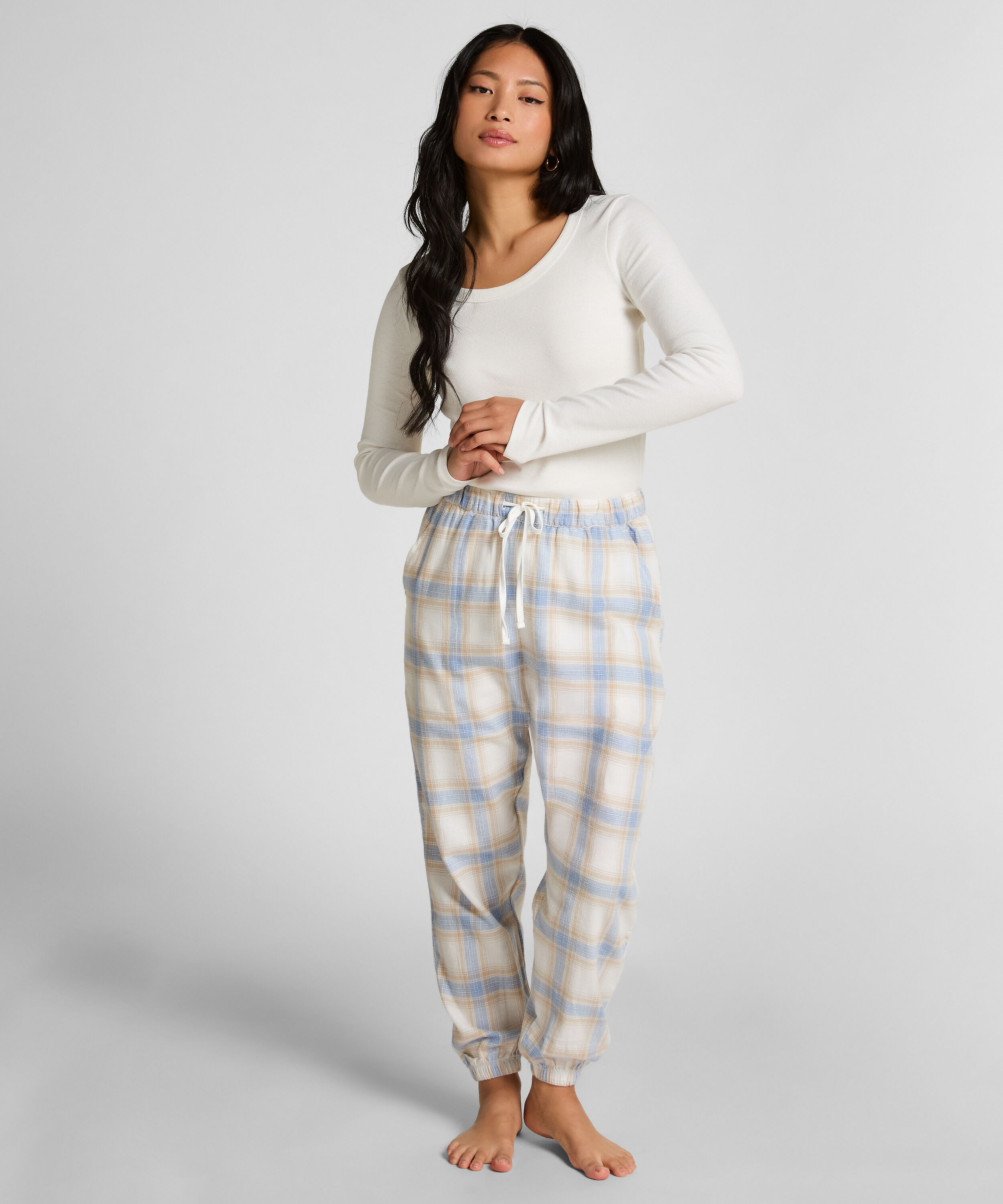 Petite Twill check pysjamasbukse, Blå