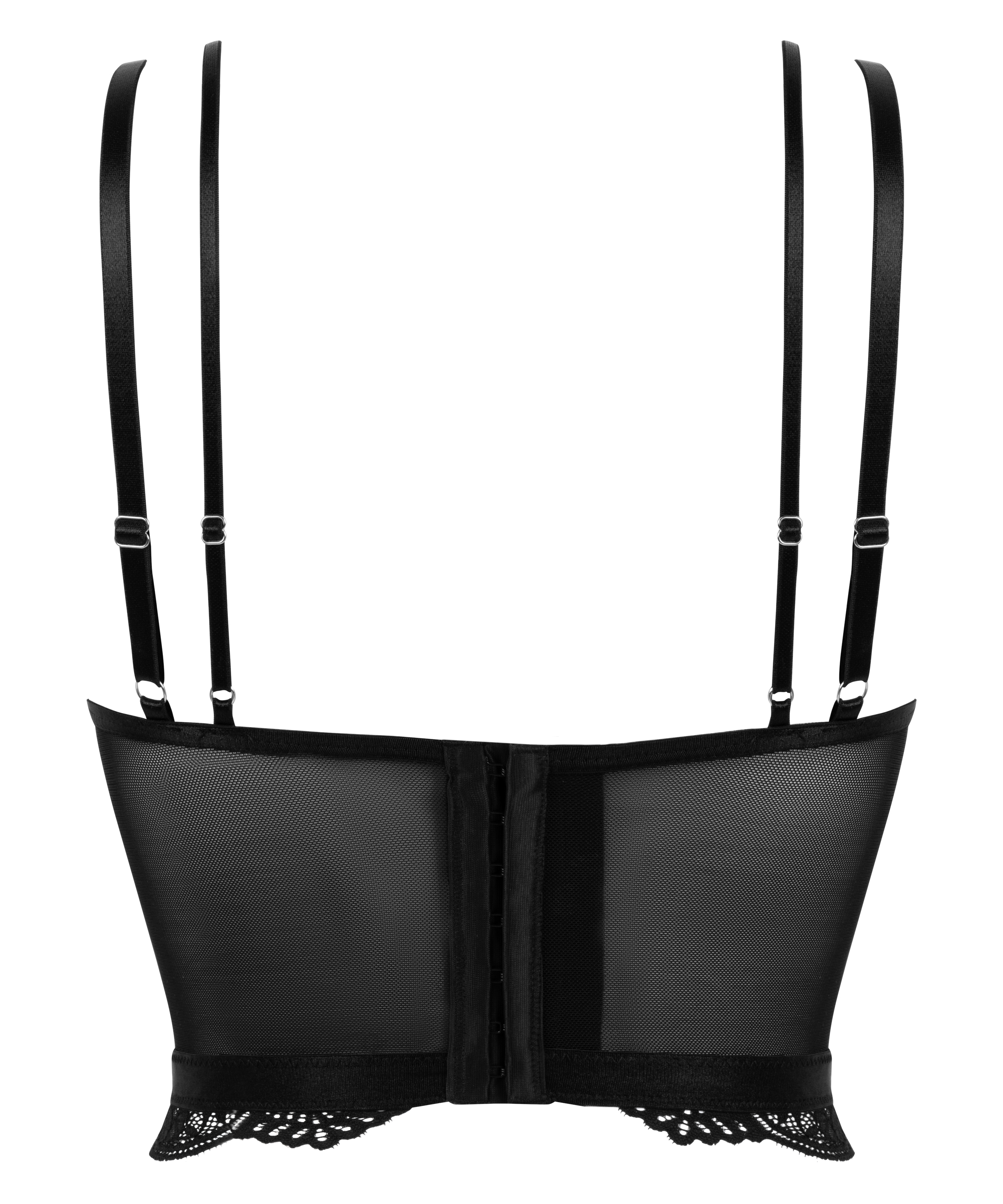 Coco Longline polstret pushup-BH med spiler, Svart, main