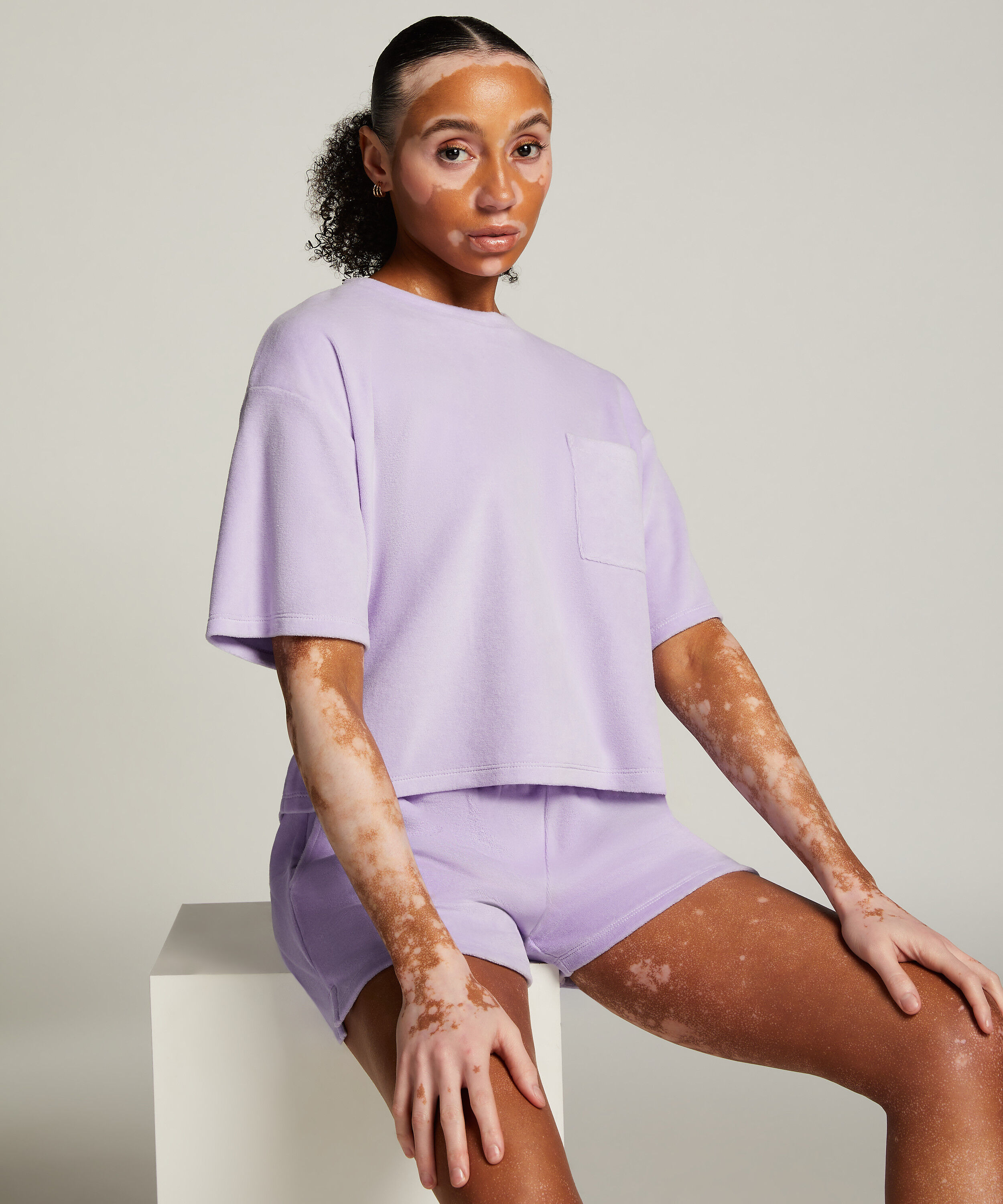 Velours Pocket shorts, Lilla