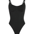 Sømløs body med høyt snitt, Svart