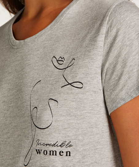 Nattskjorte med rund hals, Grå