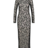 Langermet bodycon lace slipdress, Svart