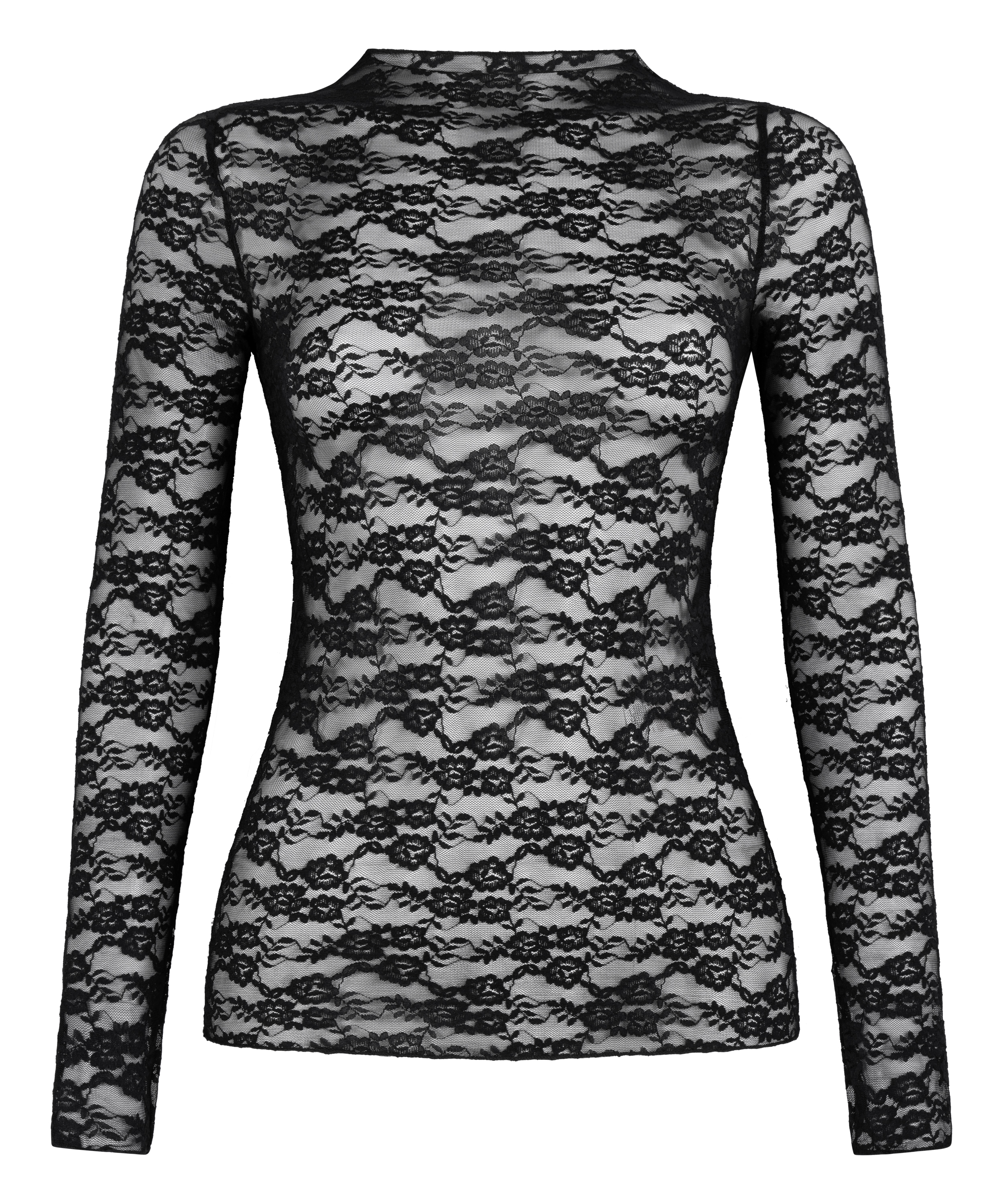 Top Allover Lace, Svart, main