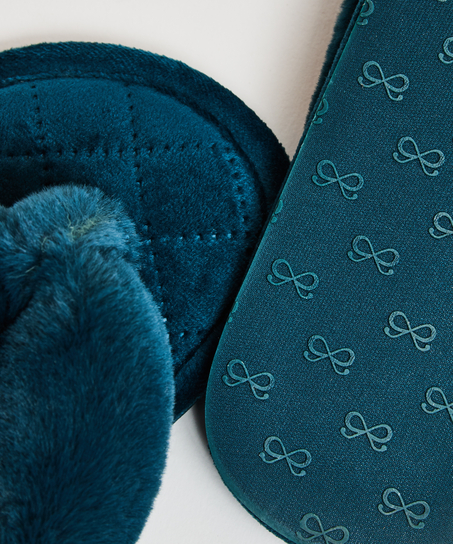 Slippers Velours fur, Grønn