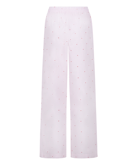Pant Cotton Stripe Heart, Hvit