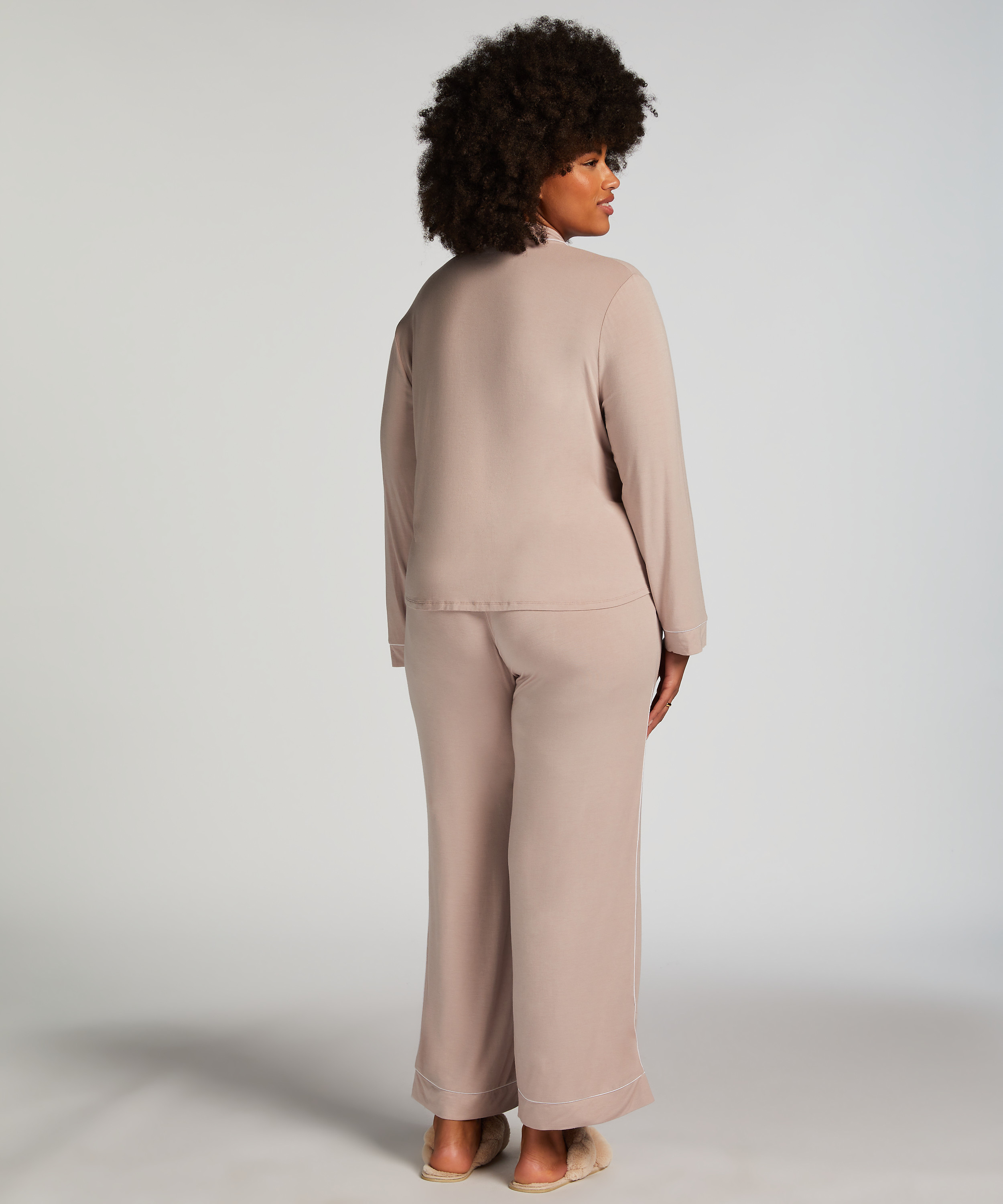 Essential langermet jakke i jerseystoff, Beige, main