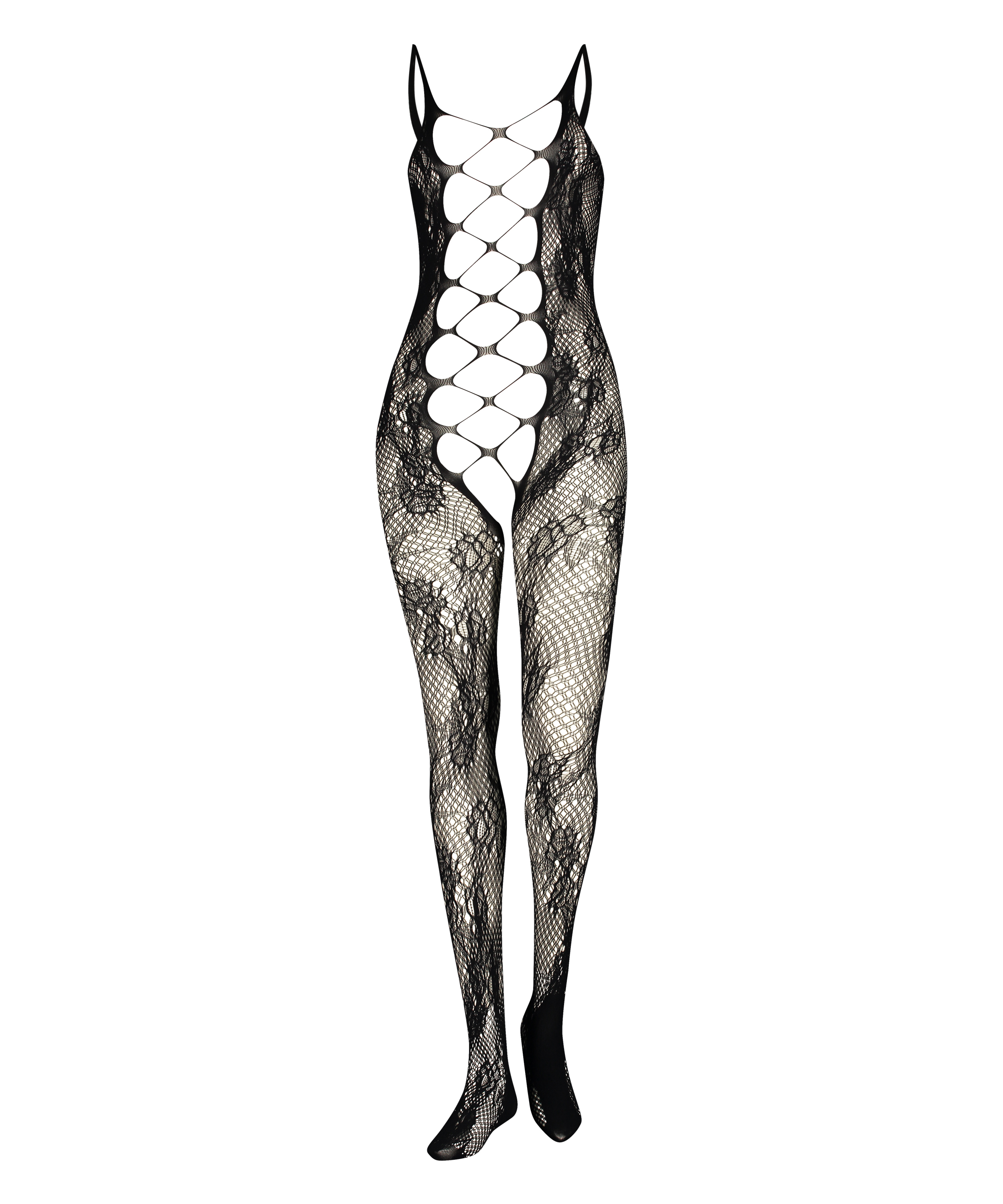 Private open lace catsuit, Svart, main