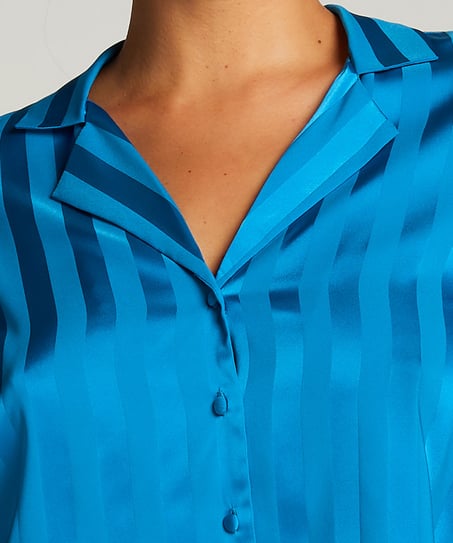 Langermet jakke i sateng, Blå