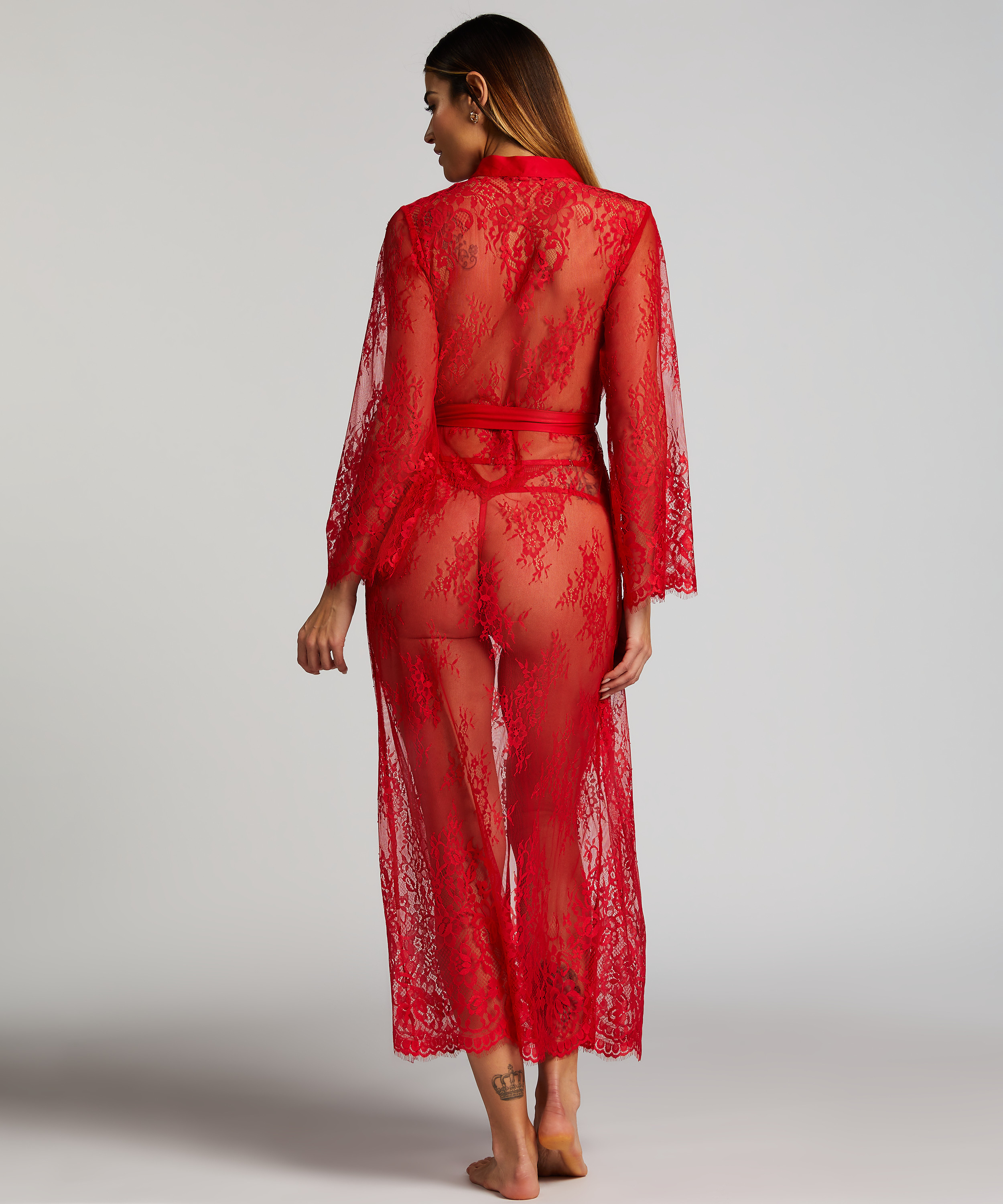 Kimono Allover Lace, Rød, main
