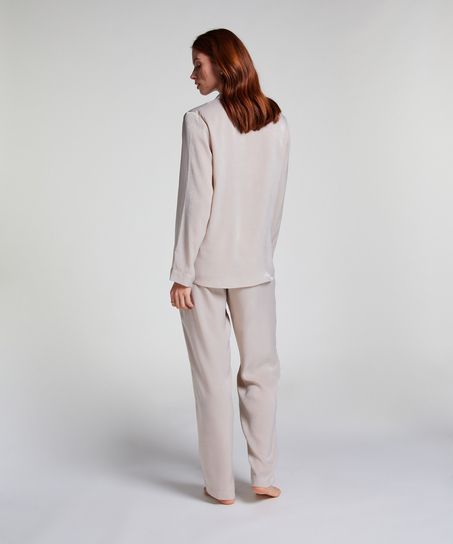 Langermet jakke i sateng, Beige