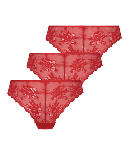 3-pakning usynlige brasilianske truser, Rød