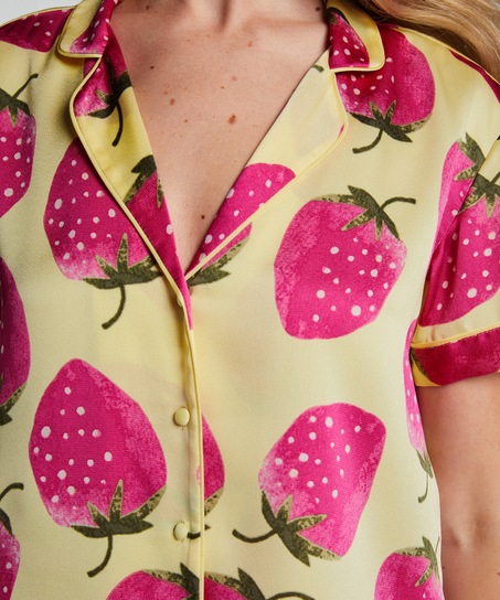 Kortermet jakke i sateng, Gul