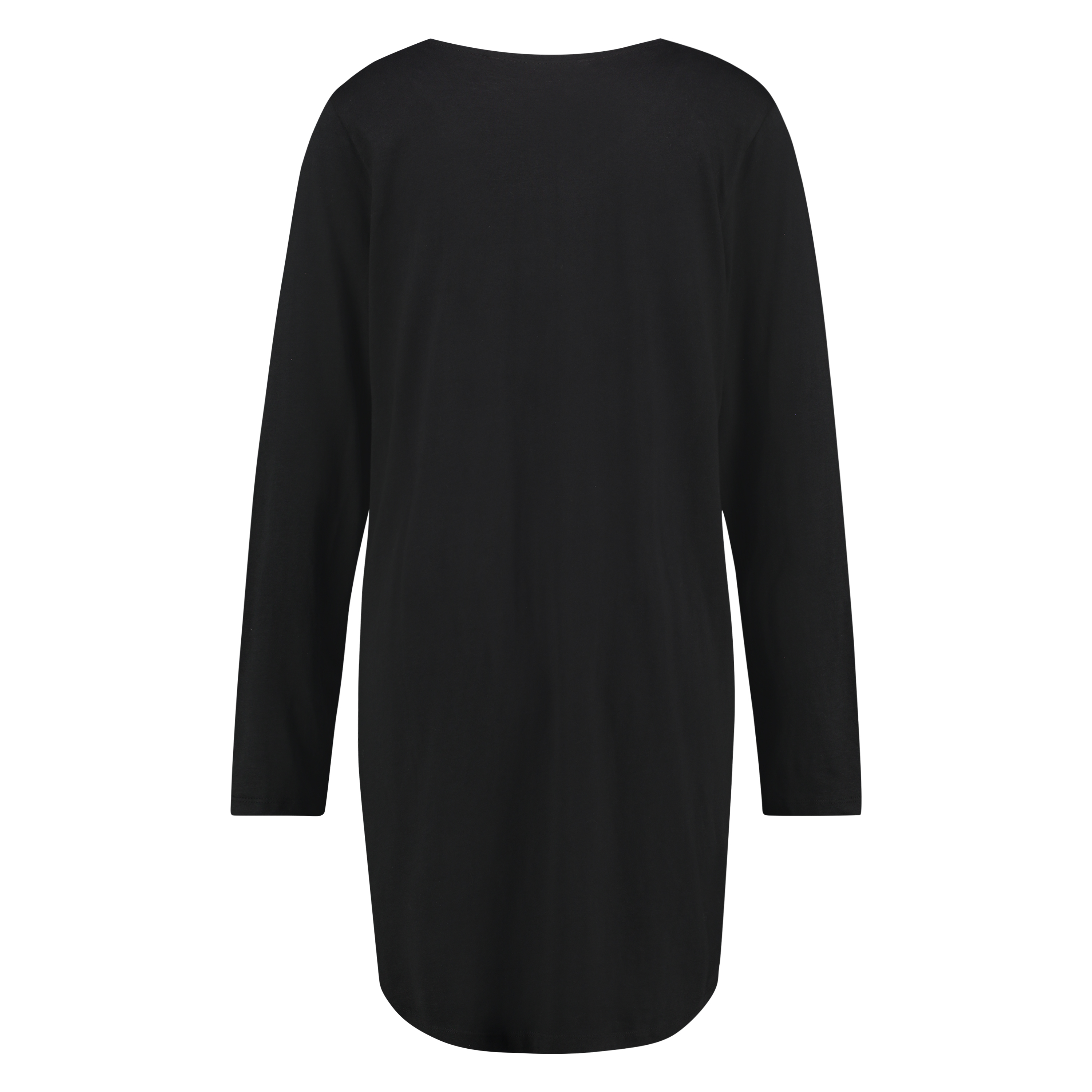 Round Neck Nightshirt, Svart, main