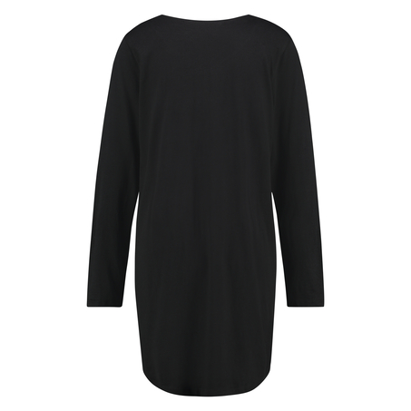 Round Neck Nightshirt, Svart