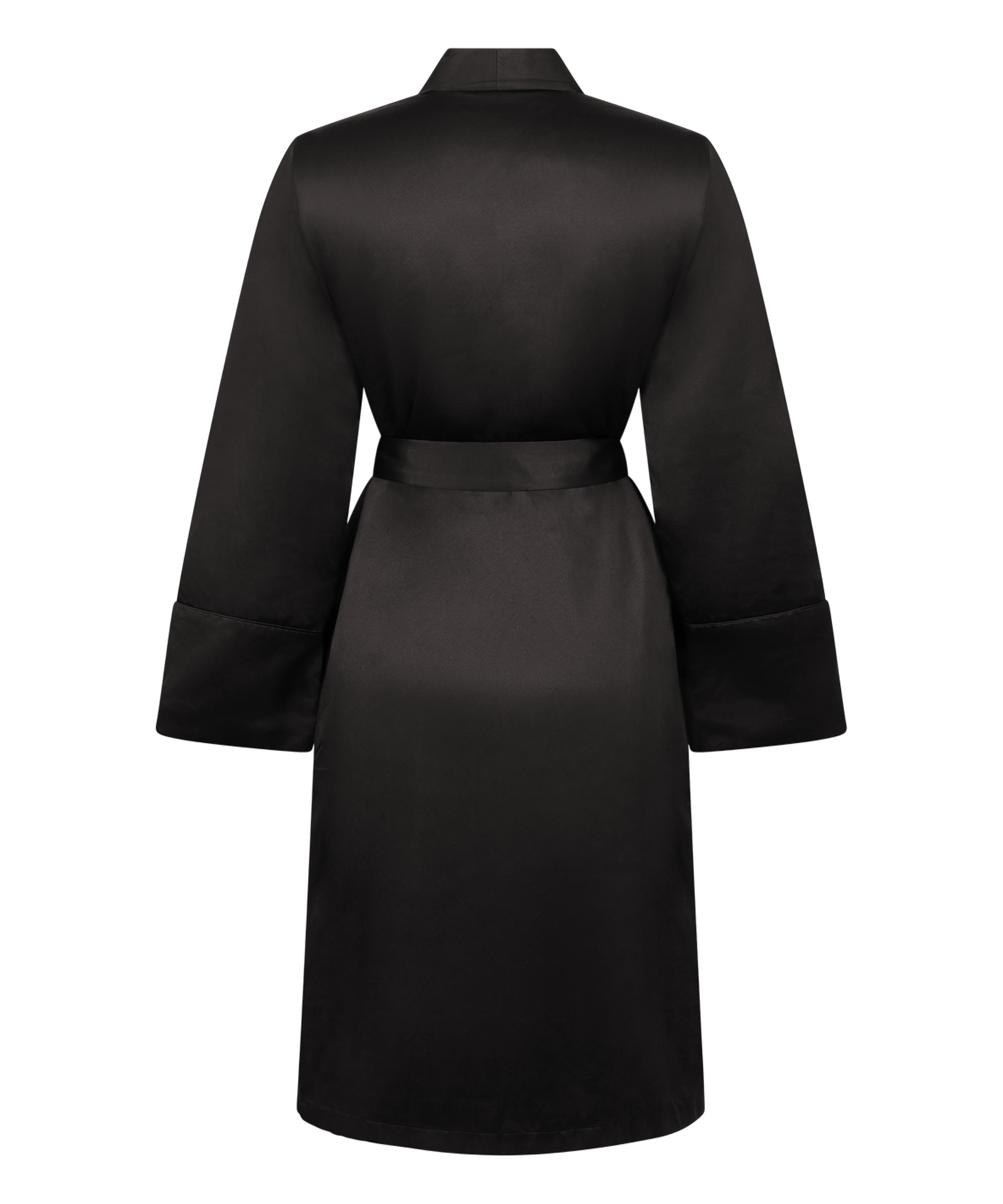 Satin fleece badekåpe, Svart, main