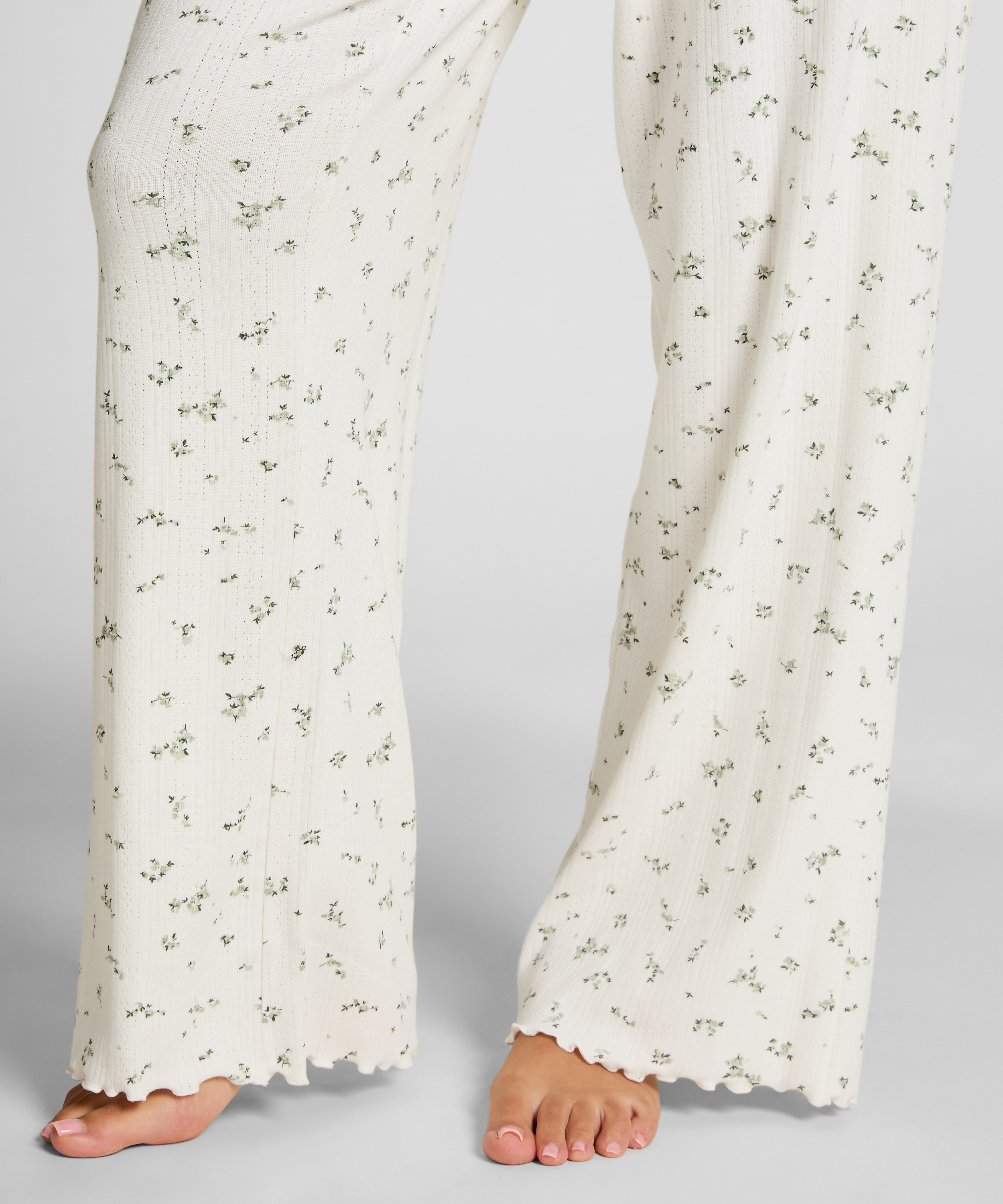 Pyjama Pant Loose Pointelle, Hvit, main