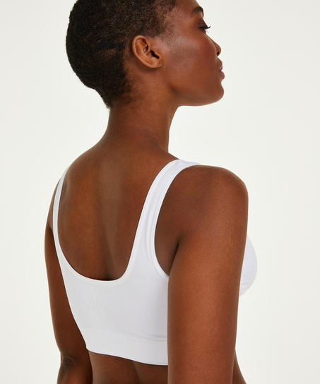 Sømløs crop-topp, Hvit