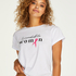 Pink Ribbon kortermet topp, Hvit