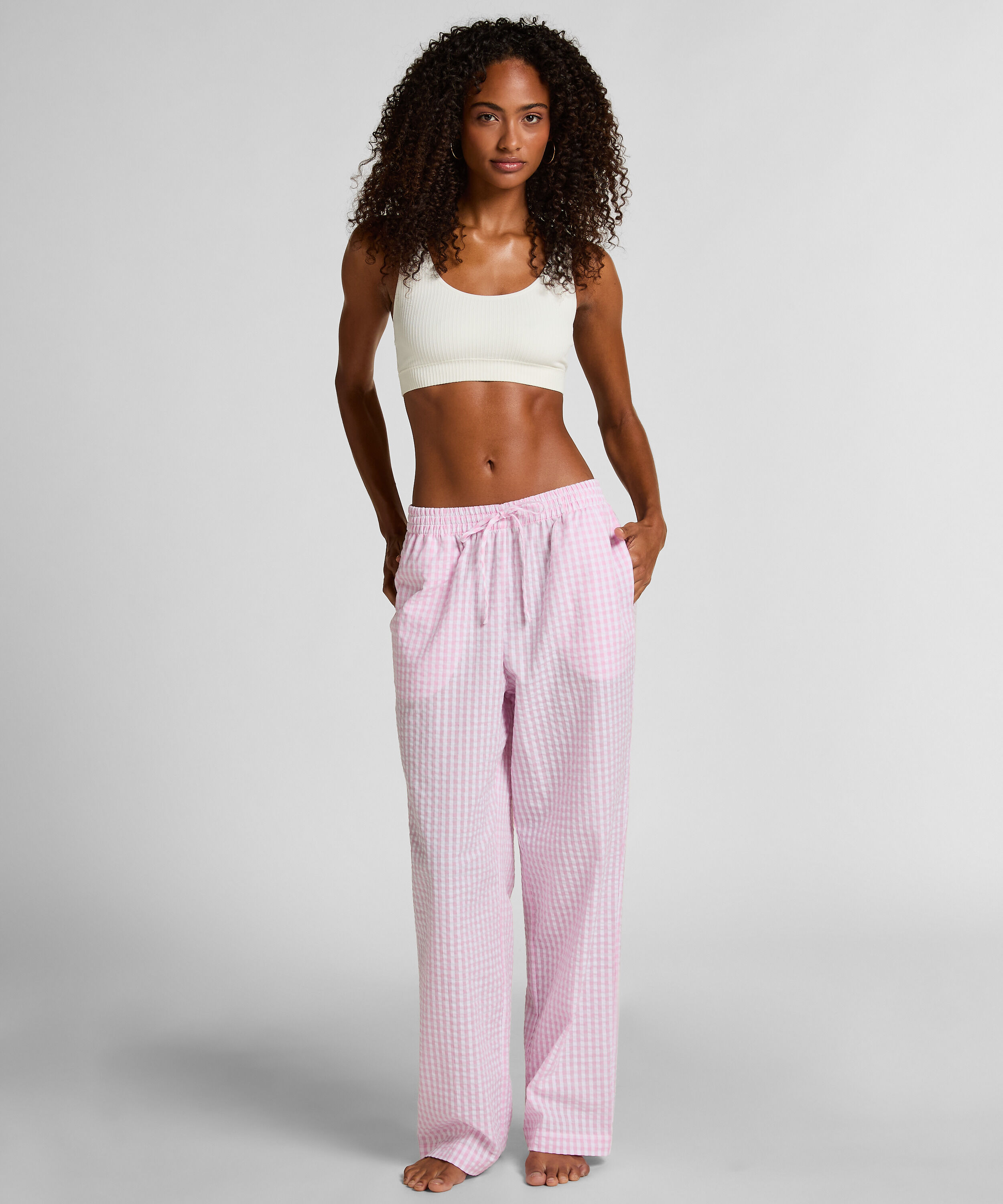 Pyjamabukserr bomull, Rosa