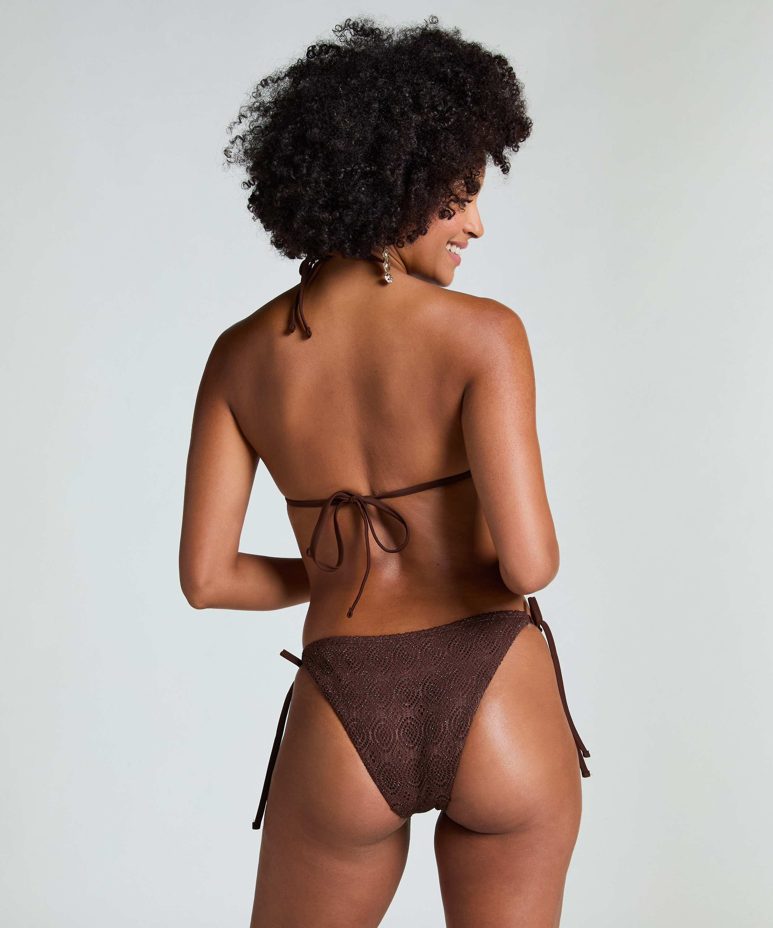 Cheeky Tanga Bikini Underdel Crochet, Brun, main