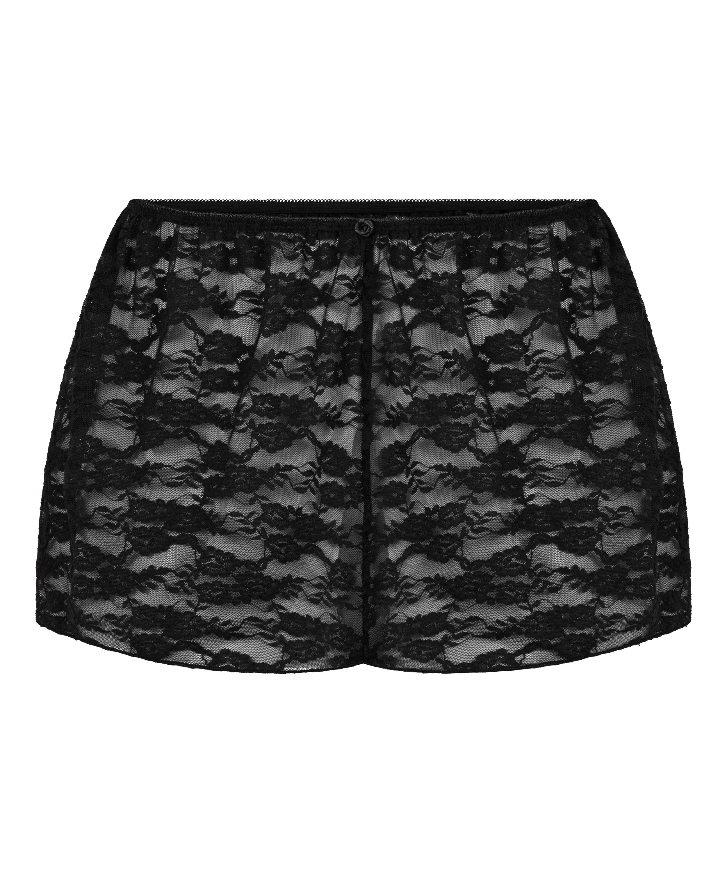 Short Allover Lace, Svart