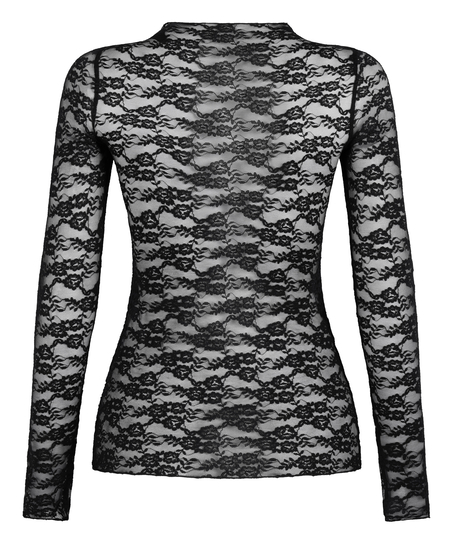 Top Allover Lace, Svart