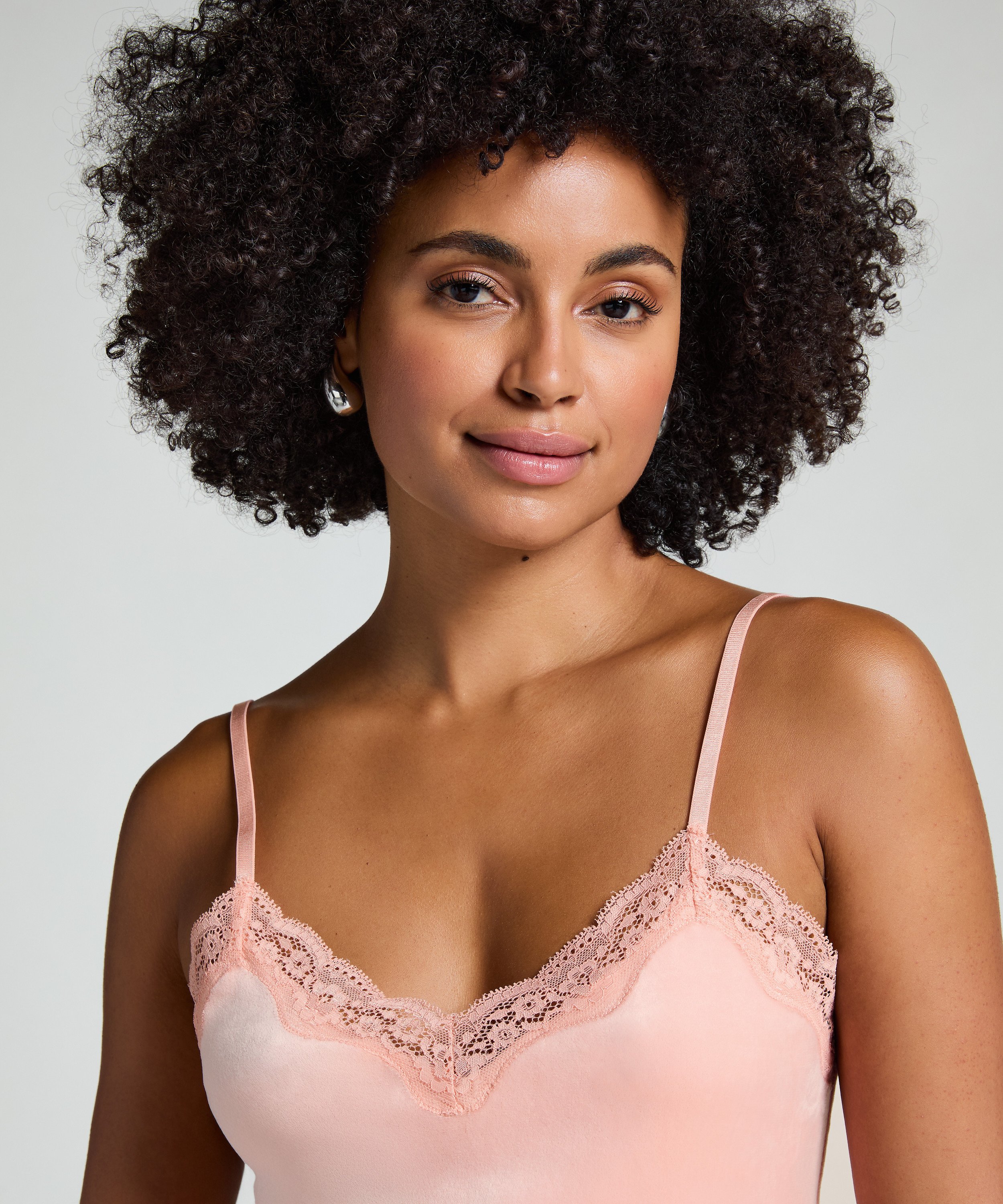 Cami-topp Velours Lace, Rosa, main