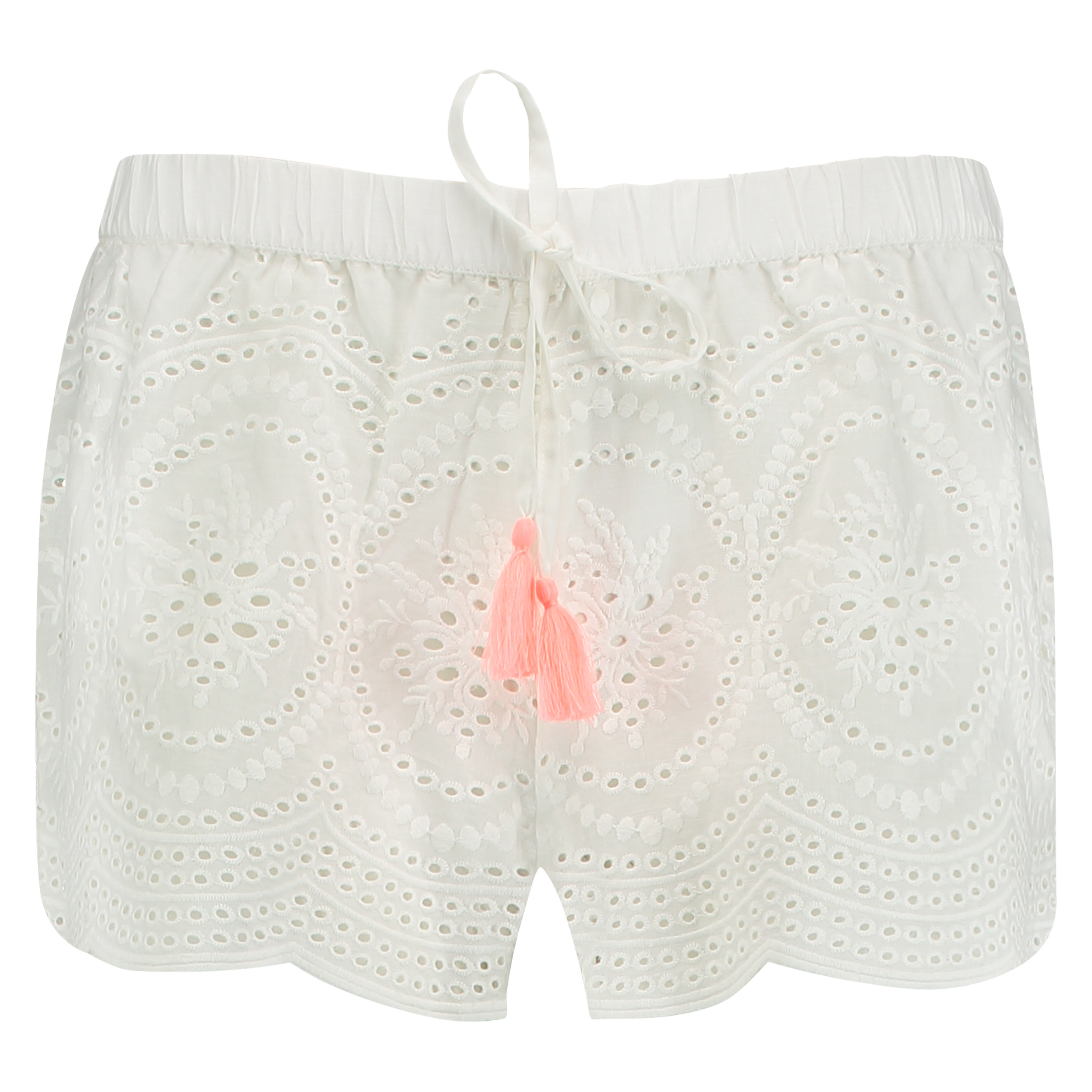 Broderie Anglaise Pyjama Shorts, Hvit, main