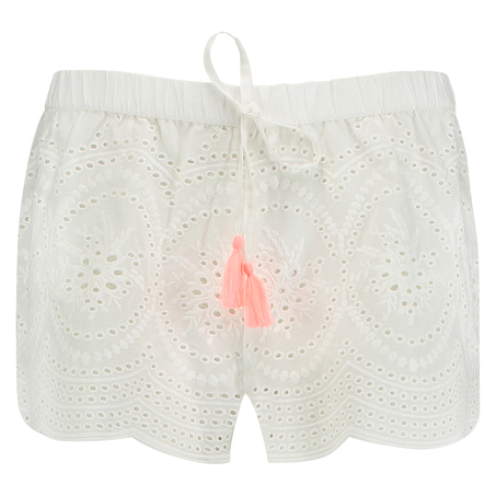 Broderie Anglaise Pyjama Shorts, Hvit